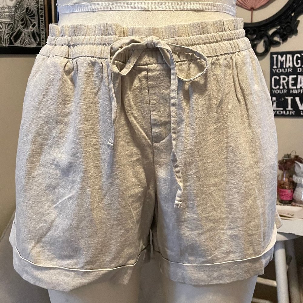 Khaki Mid-rise Linen-Blend Shorts Old Navy